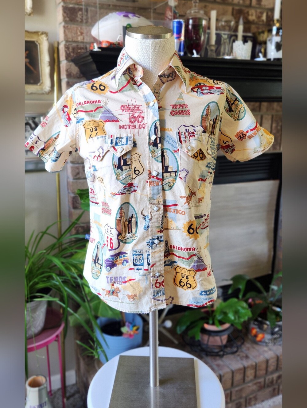 Rockmount Ranch Wear Western Route 66 Button Snap Womens Shirt.